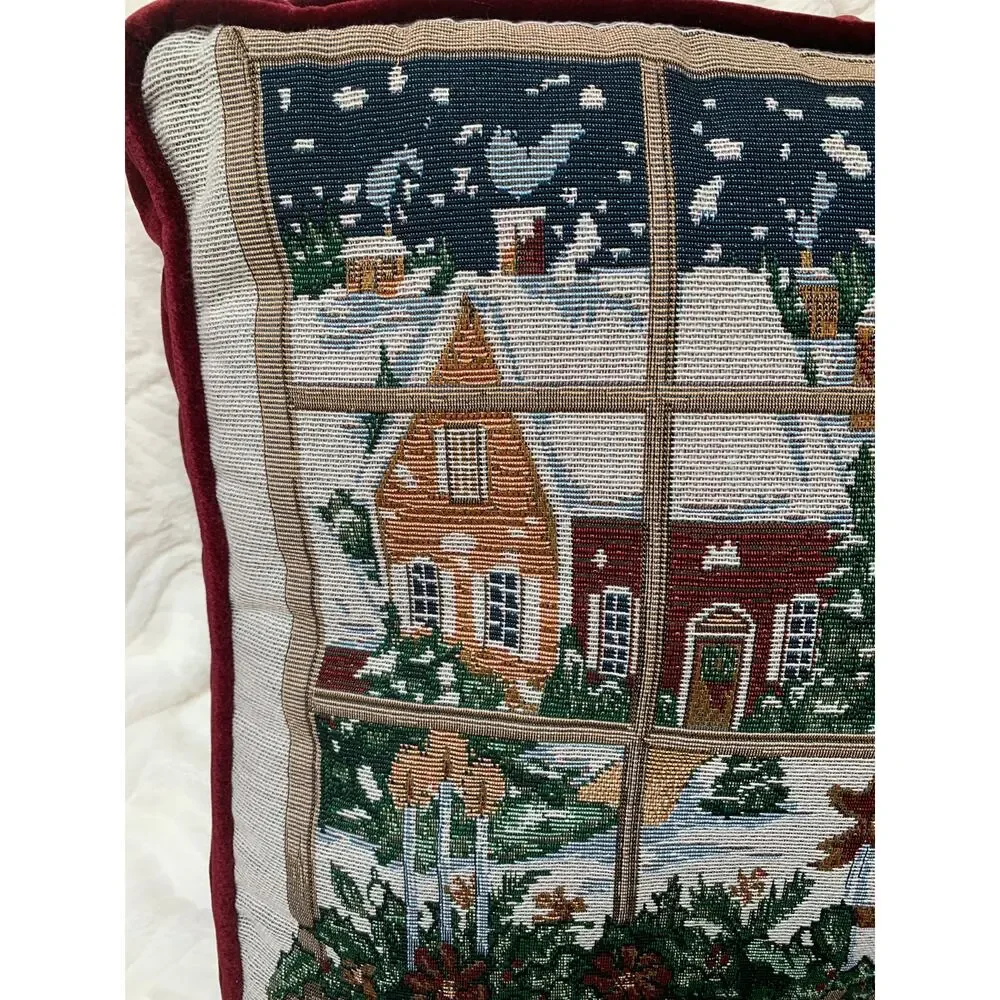 VTG Portofino 17x17x3 Square Tapestry Merry Christmas Window Pillow